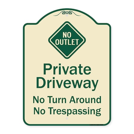Signmission Designer Series-No Turn Around Or Trespassing With No Outlet Symbol, 24" H, TG-1824-9945 A-DES-TG-1824-9945